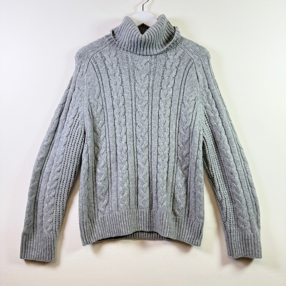 ABERCROMBIE & FITCH Gray Cable Knit Turtleneck Sweater XS